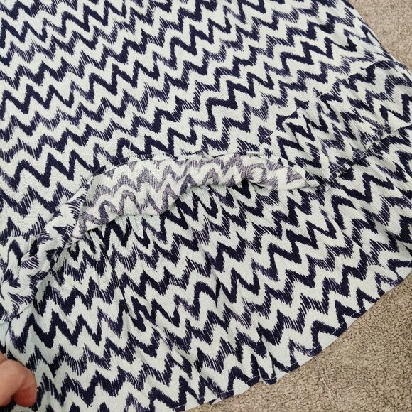 Bobeau Women's Dress Size L White Navy Chevron Rayon Summer Lagenlook Whimsical - Picture 5 of 10